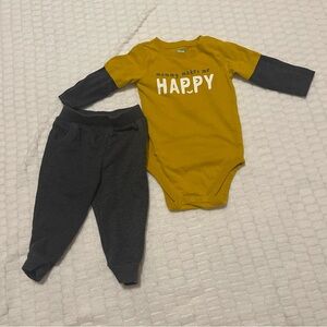 Garanimals “ mommy makes me happy” matching Set/12 months mustard yellow